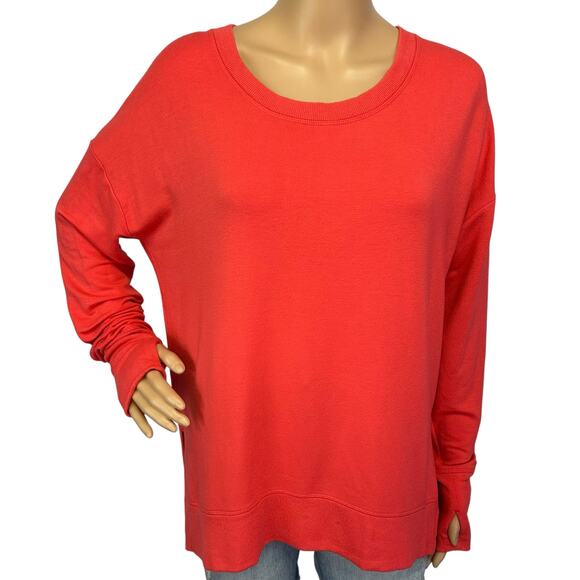 Athleta Coaster Luxe Sweatshirt Coral Red Orange Modal Size M - Picture 2 of 11